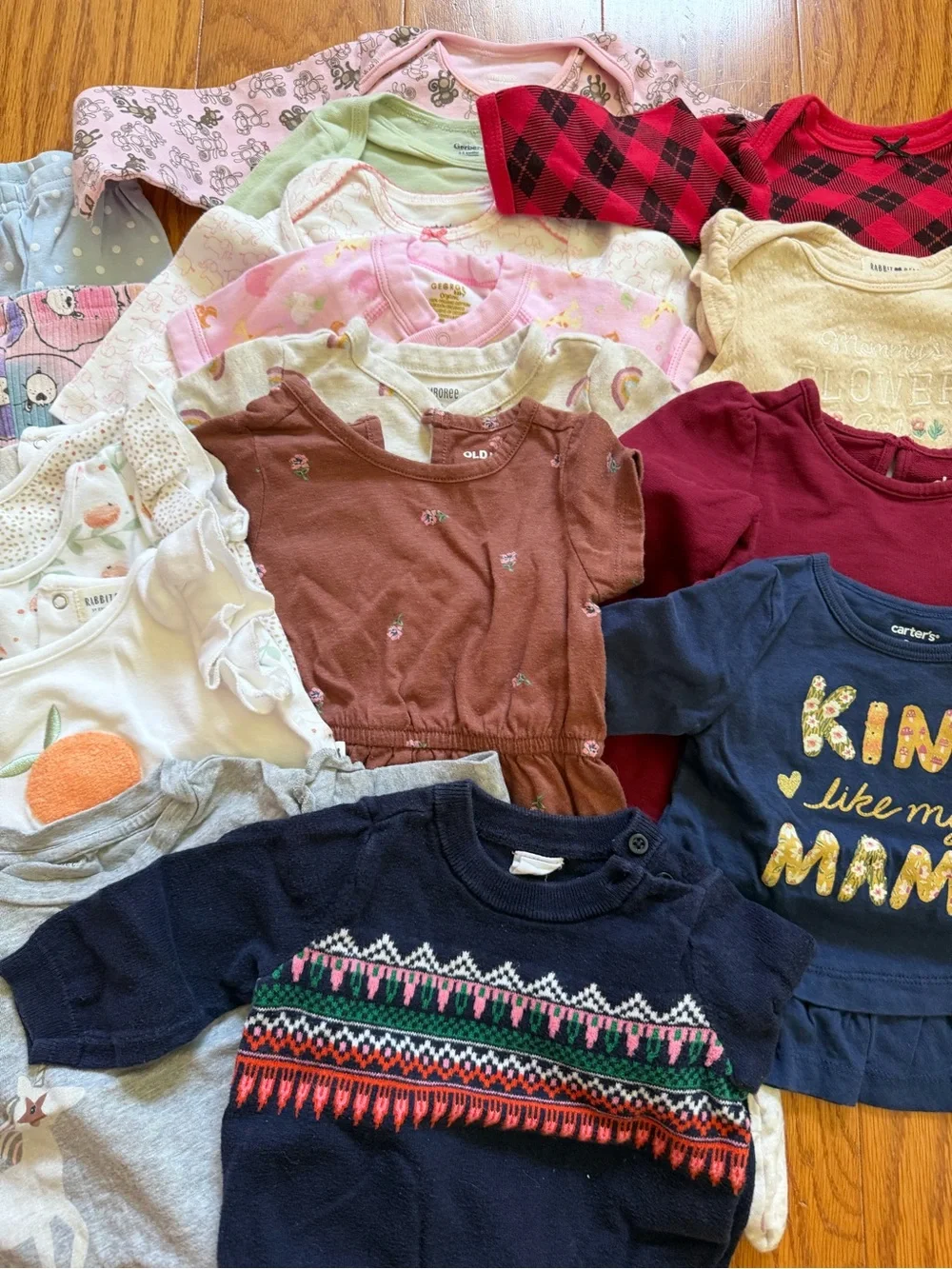 Lot of 17 little girls clothes Carter's Navy Long-Sleeve shirt one piece 6-9 m